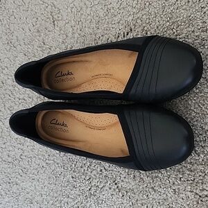 Clarks Collection Casual Slip On Ballet Flat Womens Size 9.5 Black